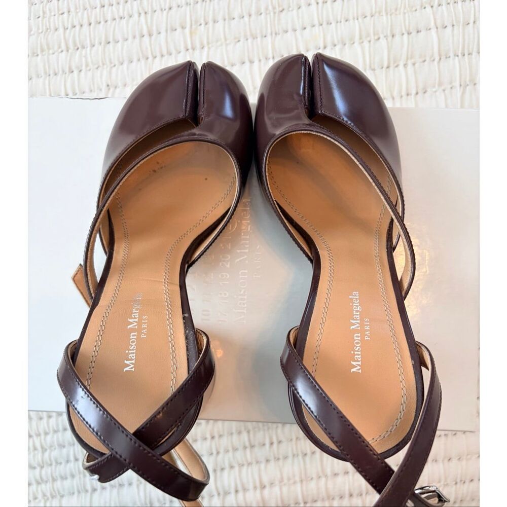 Maison Margiela Tabi Slingback Heels Burgundy Split Toe Block Heel EU 35 US 5 - Picture 9 of 11